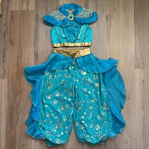 Disney Princess Aladdin Jasmine Size 5-6 2 Piece Blue Gold Kids Costume sOutfit